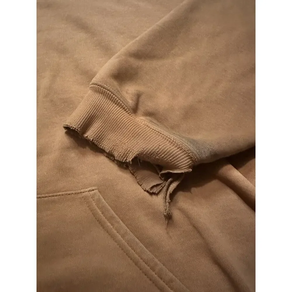 Vintage 90s Light Brown Distressed Carhartt Workwear Hoodie - Picture 4 of 15